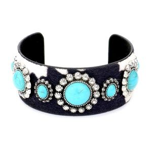Cow Print Turquoise Cuff Bracelet
